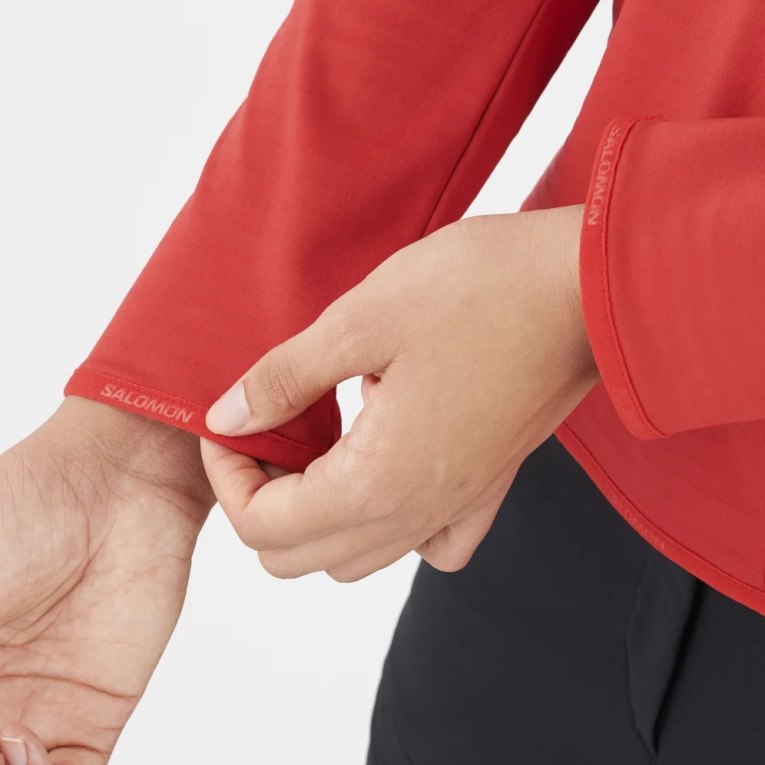 Chaquetas Salomon Essential Lightwarm Half Zip Mujer Rojos | MX ZJPG865